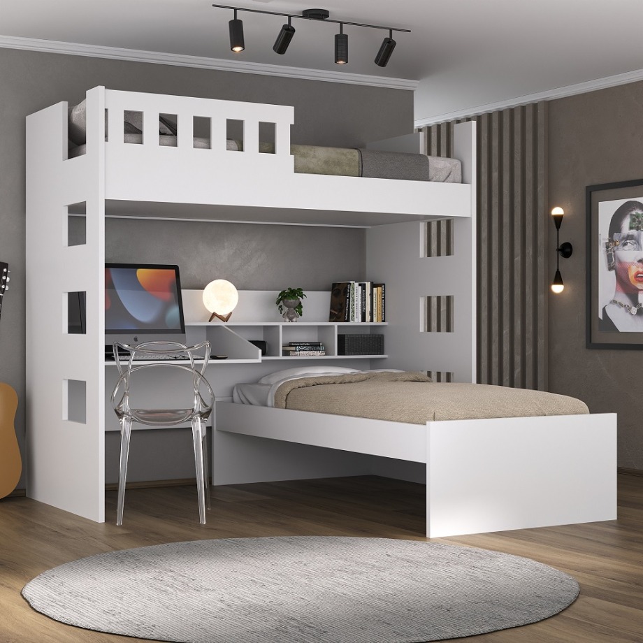 Beliche com Escrivaninha e Grade de Proteção U Foscarini