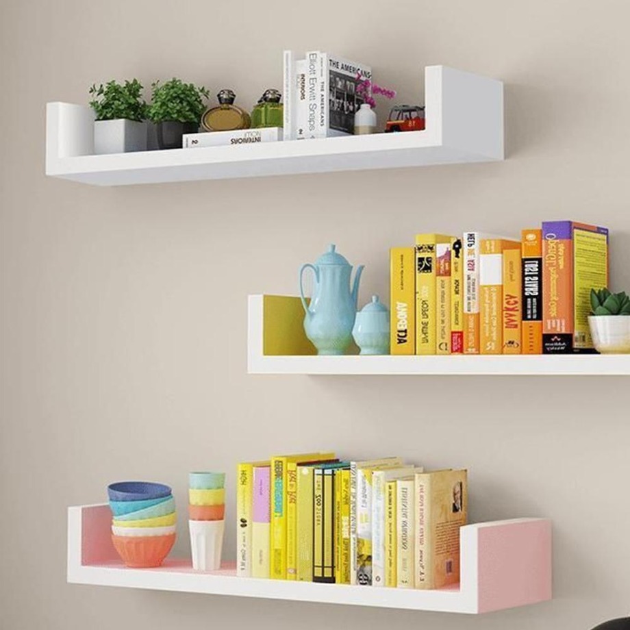 Prateleiras flutuantes em forma de U prateleira de parede  tamanhos para  banheiro quarto>`~